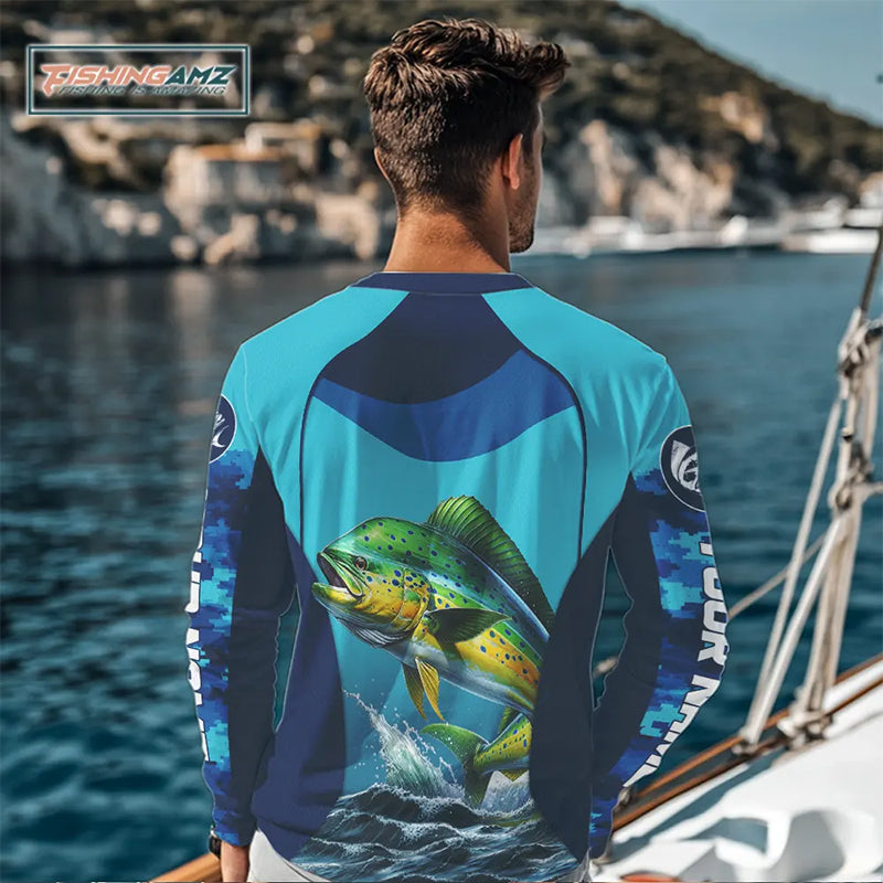 Custom Mahi Mahi Fishing Shirts For Team, Saltwater Performance Fishing Shirt NBT350
