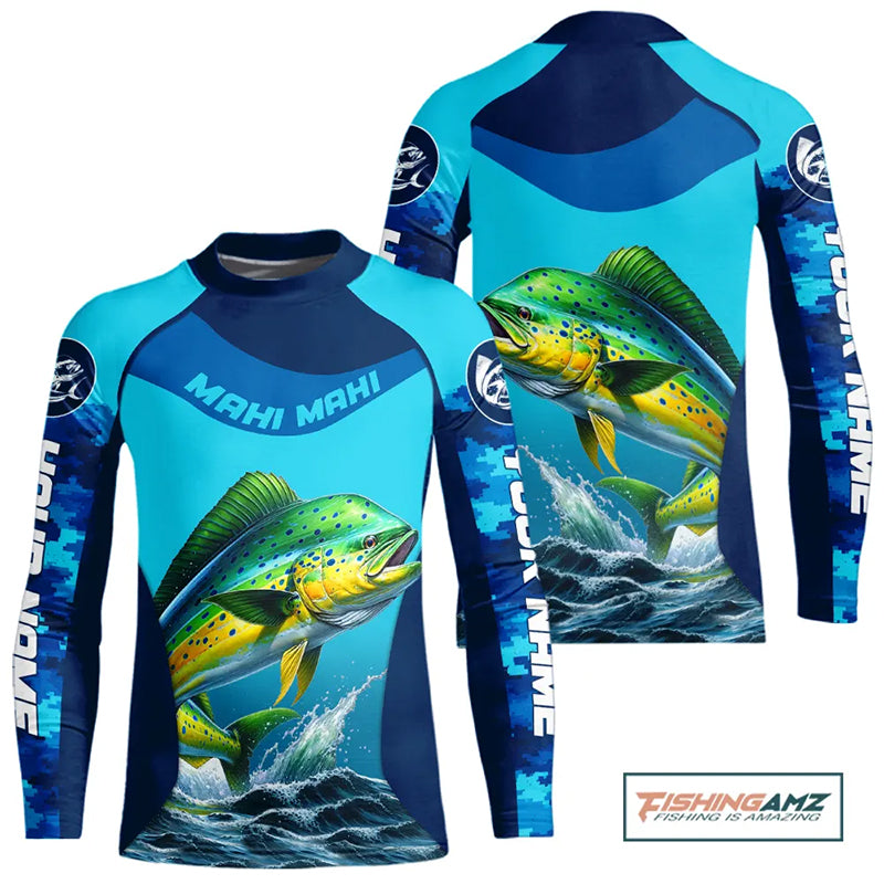 Custom Mahi Mahi Youth Fishing Shirts, Saltwater Youth Performance Fishing Shirts NBT350