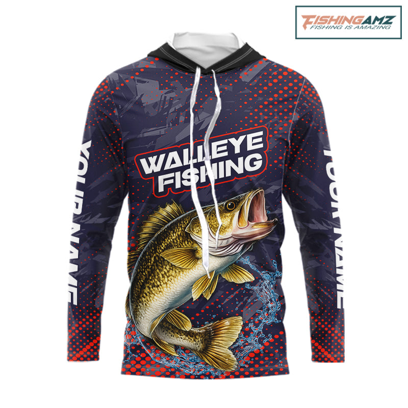 Personalized Walleye Hooded Fishing Shirts Purple Camo, Walleye Fishing Tounament Shirts NBT443