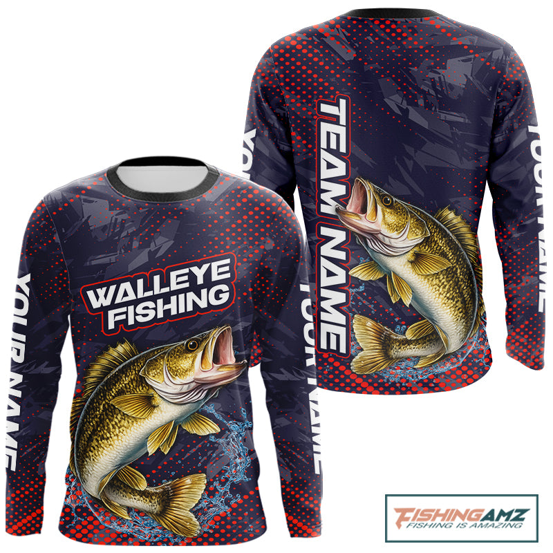 Personalized Walleye Fishing Shirts Purple Camo, Walleye Fishing Tounament Shirts NBT443
