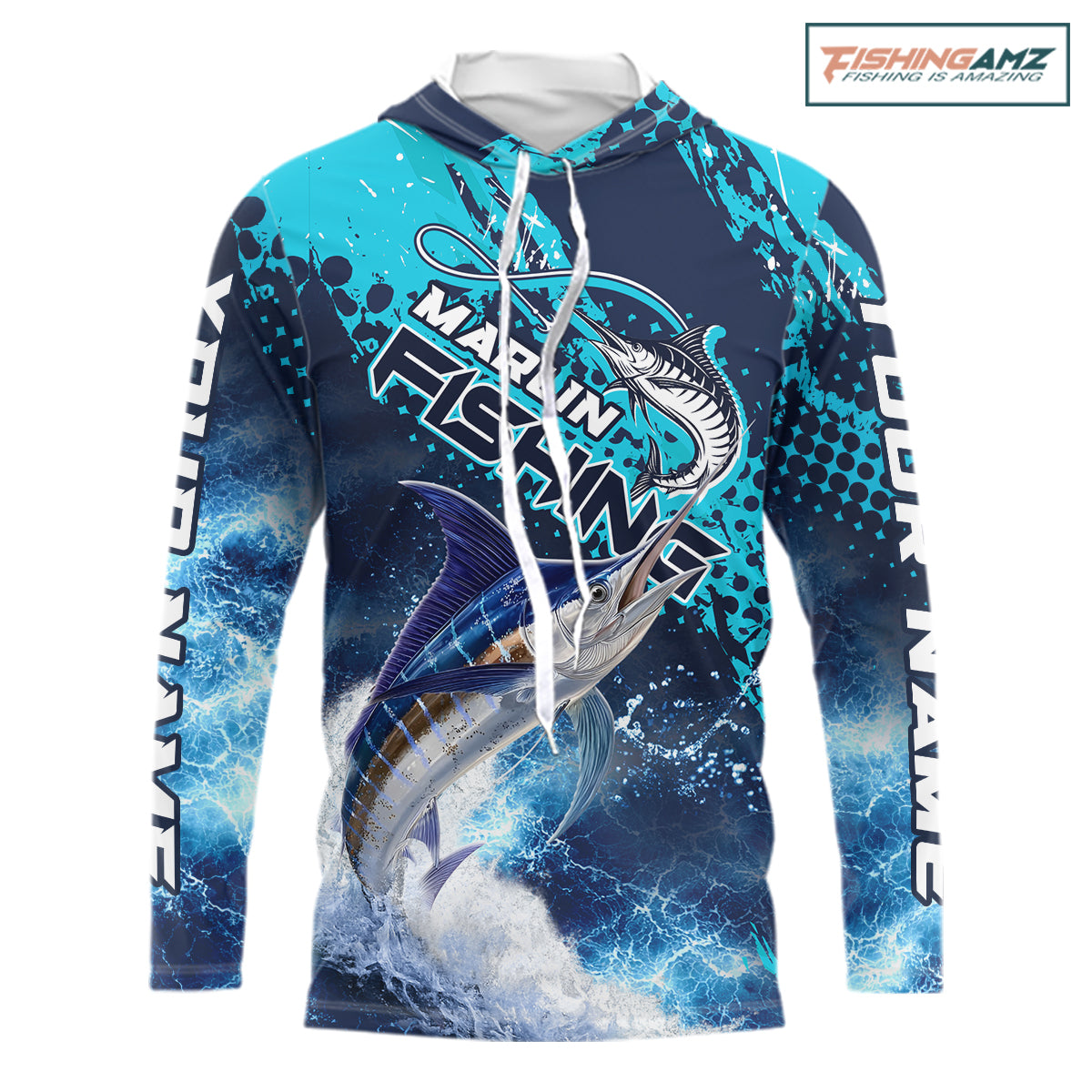 Thunder Lightning Marlin Performance Fishing Shirts, Marlin Offshore Fishing Shirts NBT452