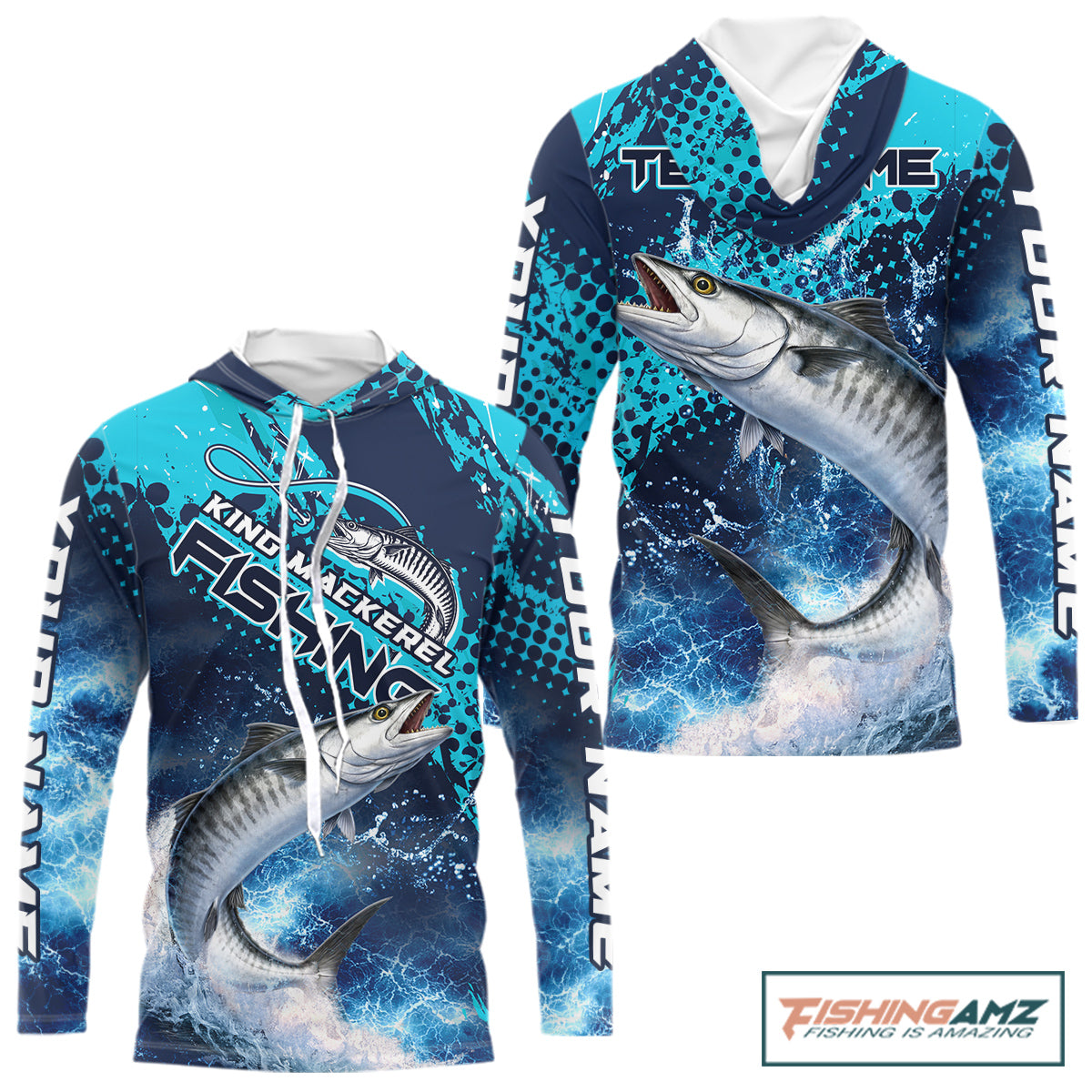 Thunder Lightning King Mackerel Performance Fishing Shirts with Hood, King Mackerel Offshore Fishing Shirts NBT453