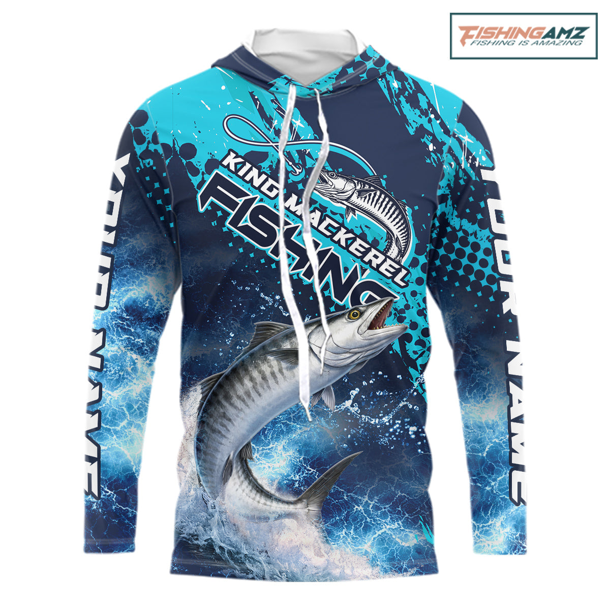 Thunder Lightning King Mackerel Performance Fishing Shirts with Hood, King Mackerel Offshore Fishing Shirts NBT453