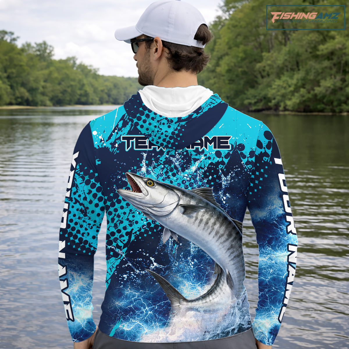 Thunder Lightning King Mackerel Performance Fishing Shirts with Hood, King Mackerel Offshore Fishing Shirts NBT453