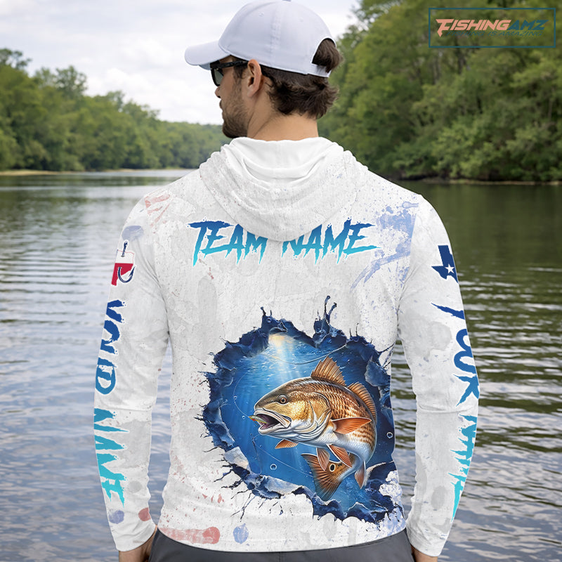 Custom Redfish Fishing Tournament T-Shirts, Redfish Saltwater Fishing Apparel | White NBT684