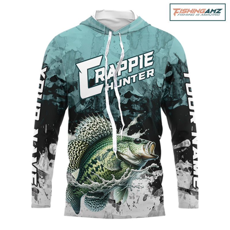 Personalized Crappie Fishing Jersey, Team Crappie Fishing Long Sleeve Hooded Tournament Shirts NBT694