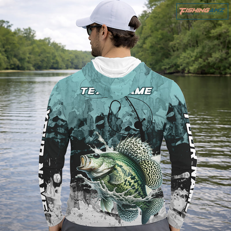 Personalized Crappie Fishing Jersey, Team Crappie Fishing Long Sleeve Hooded Tournament Shirts NBT694