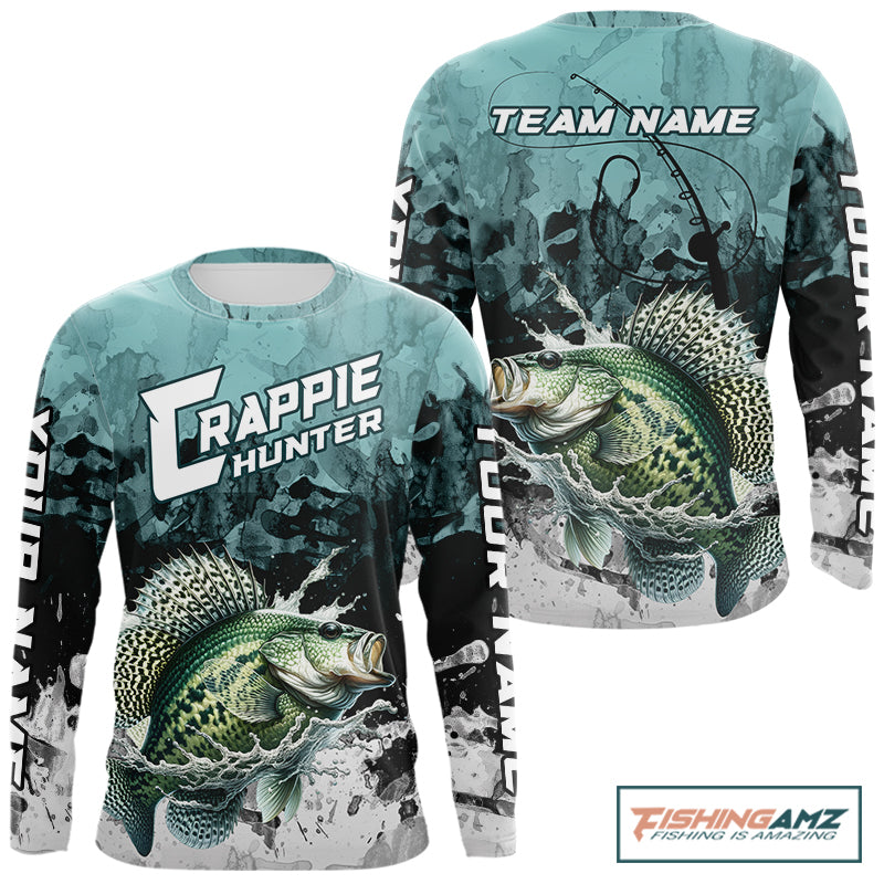 Personalized Crappie Fishing Jersey, Team Crappie Fishing Long Sleeve Tournament Shirts NBT694
