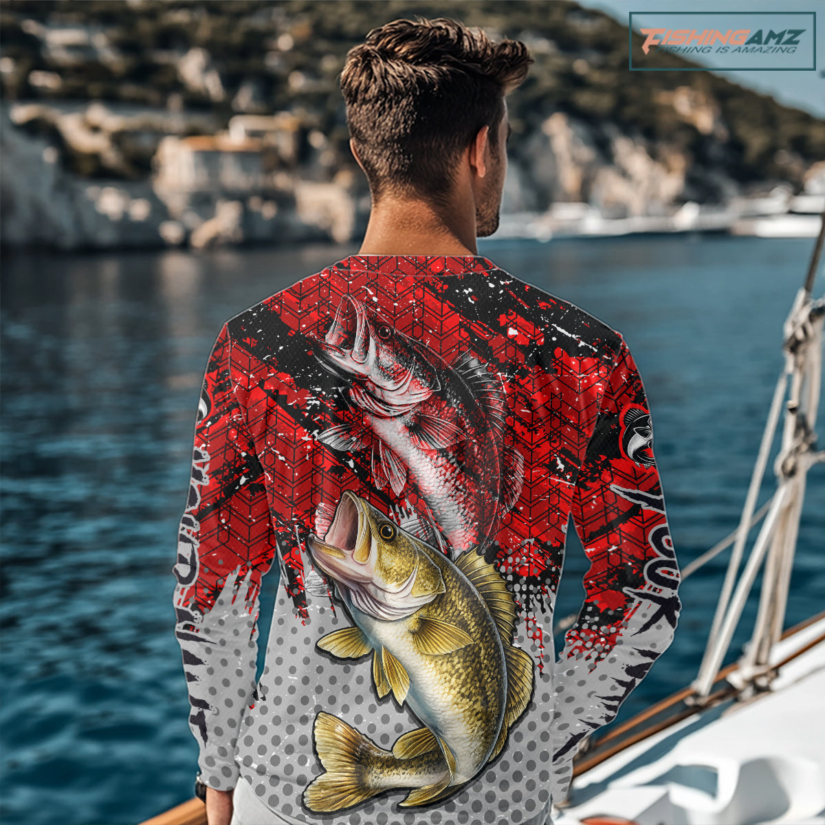 Red Camo Custom Walleye Fishing Shirts For Men, Walleye Fishing Team Shirts NBT441