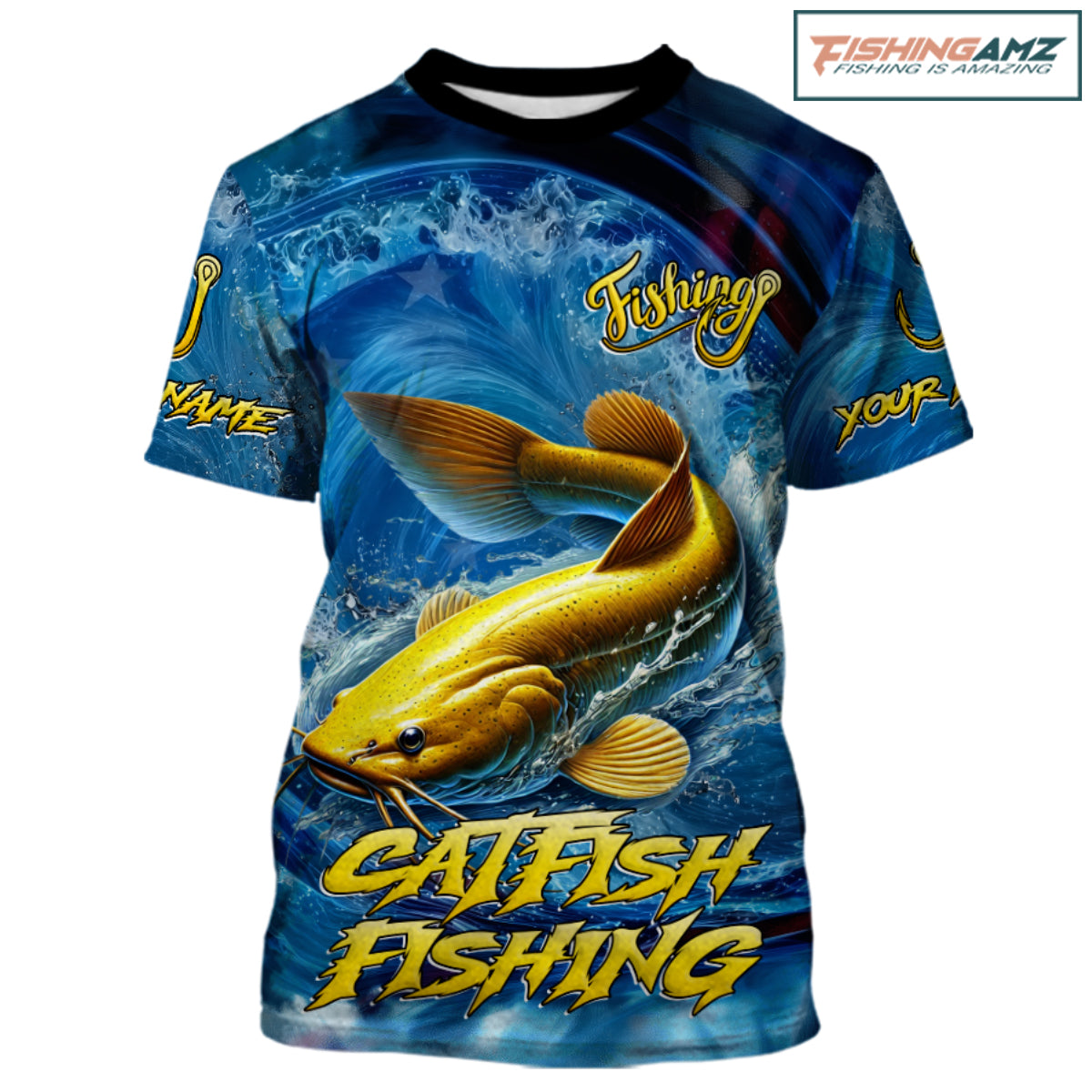 Blue Camo Catfish Fishing Custom Performance Fishing T-Shirts Catfish Fishing Team Shirts NBT1035