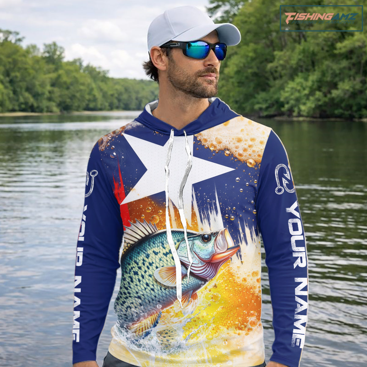 Custom Texas Flag Crappie Fishing Shirts, Funny Fishing Beer Shirts Long Sleeve Hooded For Team NBT617