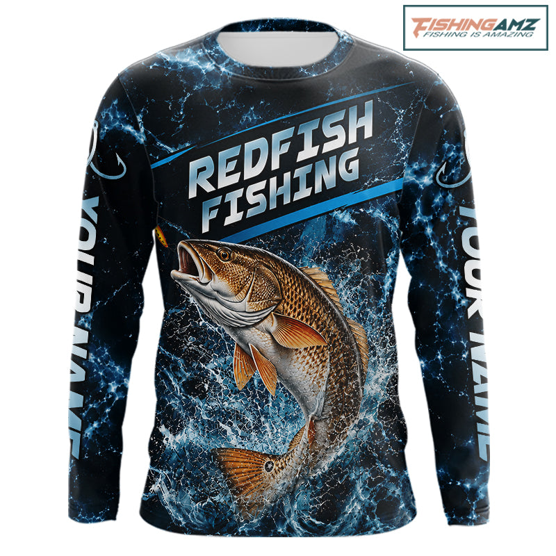 Custom Redfish Fishing Camo Long Sleeve Fishing Shirts, Personalized Redfish Fishing Team Jerseys NBT1032