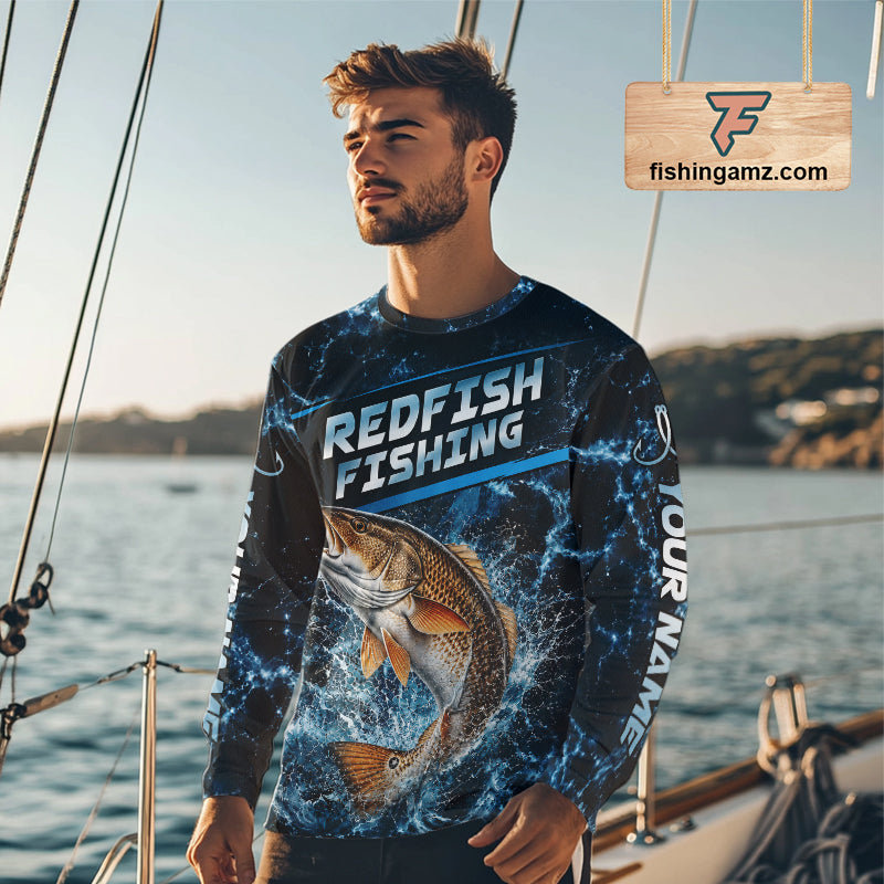 Custom Redfish Fishing Camo Long Sleeve Fishing Shirts, Personalized Redfish Fishing Team Jerseys NBT1032
