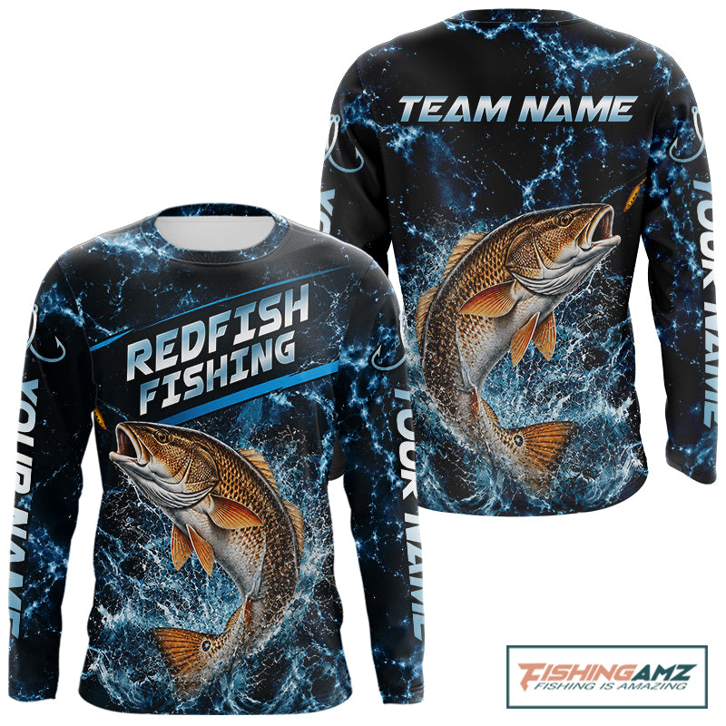 Custom Redfish Fishing Camo Long Sleeve Fishing Shirts, Personalized Redfish Fishing Team Jerseys NBT1032