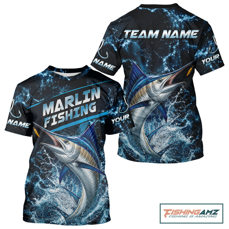 Custom Marlin Fishing Camo Fishing T-Shirts, Personalized Marlin Fishing Team Jerseys NBT1033