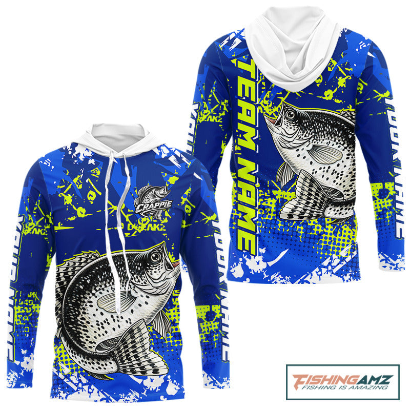 Custom Crappie Fishing Camo Fishing Shirts Long Sleeve, Crappie Tournament Fishing Shirts NBT440