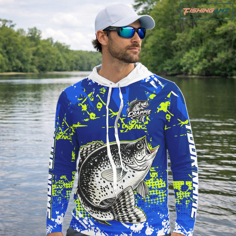 Custom Crappie Fishing Camo Fishing Shirts Long Sleeve, Crappie Tournament Fishing Shirts NBT440
