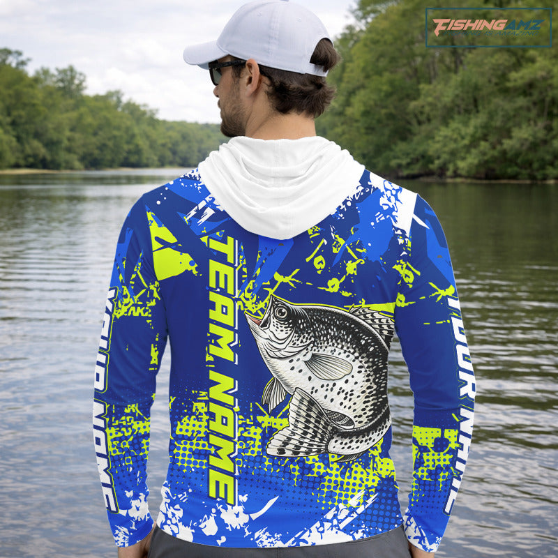 Custom Crappie Fishing Camo Fishing Shirts Long Sleeve, Crappie Tournament Fishing Shirts NBT440