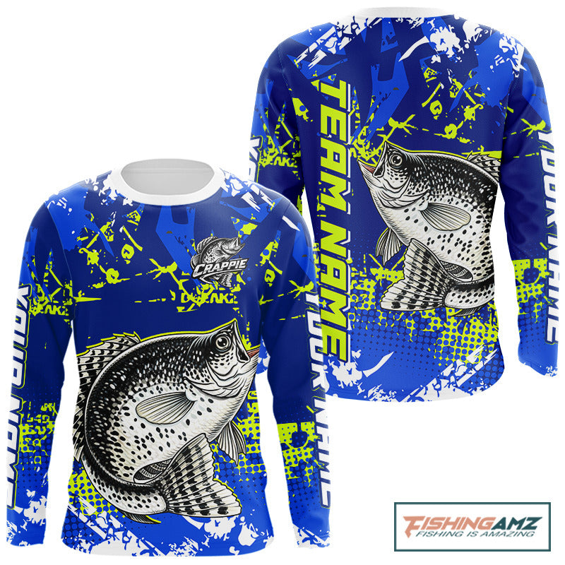 Custom Crappie Fishing Camo Fishing Shirts Long Sleeve, Crappie Tournament Fishing Shirts NBT440
