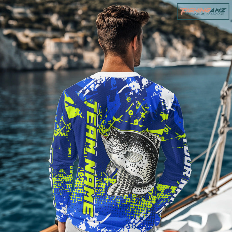 Custom Crappie Fishing Camo Fishing Shirts Long Sleeve, Crappie Tournament Fishing Shirts NBT440