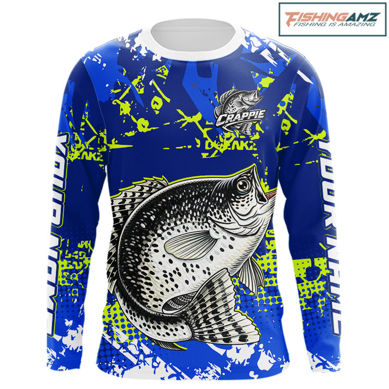 Custom Crappie Fishing Camo Fishing Shirts Long Sleeve, Crappie Tournament Fishing Shirts NBT440