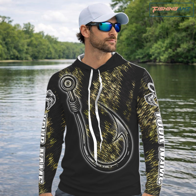 Custom Fish Hooks Bass Fishing Tournament Shirts with Hood, Bass Fishing Shirts NBT454