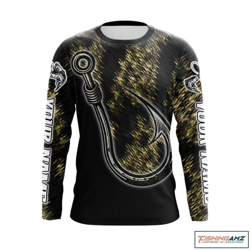Custom Fish Hooks bass fishing long sleeve tournament shirt front view