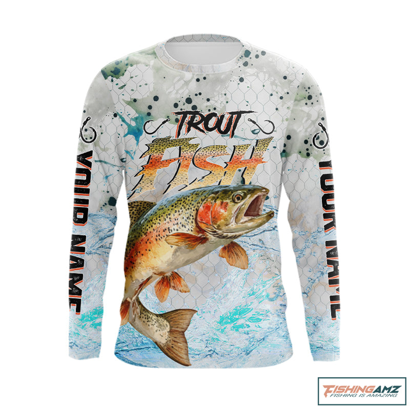 Rainbow Trout Custom UPF Fishing Shirts Long Sleeve, Trout Fishing Jerseys NBT417