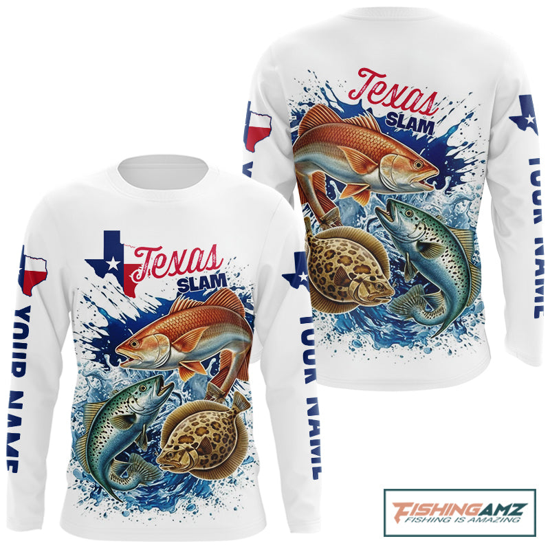 Custom name option on left and right sleeves great for fishing teams