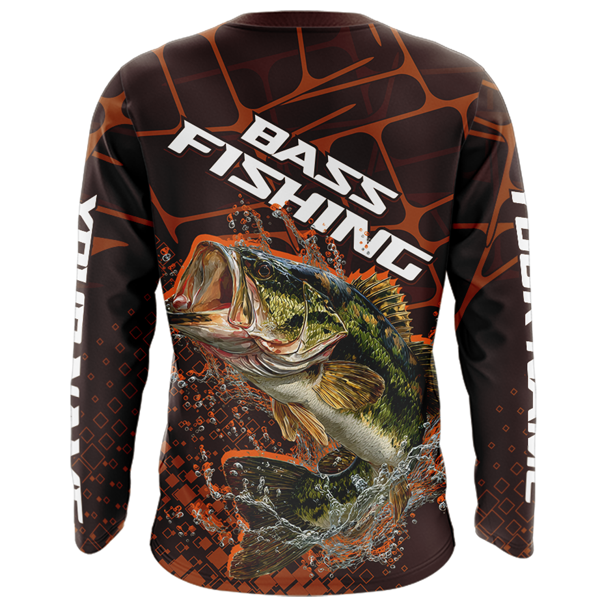 Largemouth Bass Fishing, Fishing Shirts Long Sleeve Scale, Fishing Gift | Orange NHT393