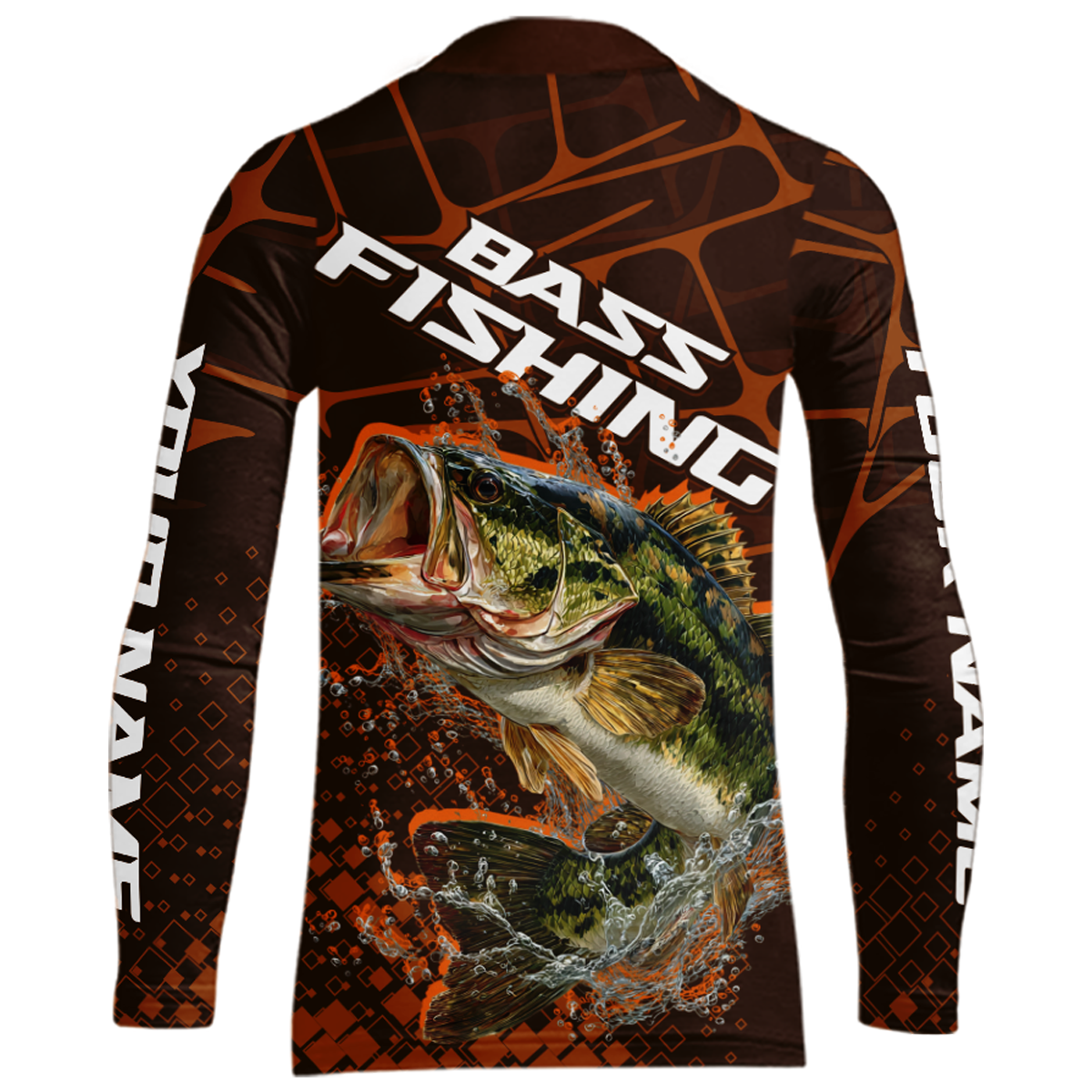 Largemouth Bass Fishing, Youth Fishing Shirts Long Sleeve Scale, Fishing Gift  | Orange NHT393