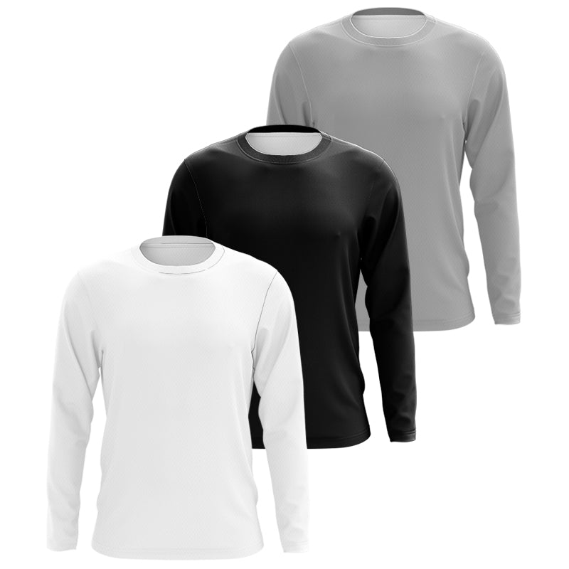 Long Sleeve UV Protection 3-Pack: White, Black, Grey