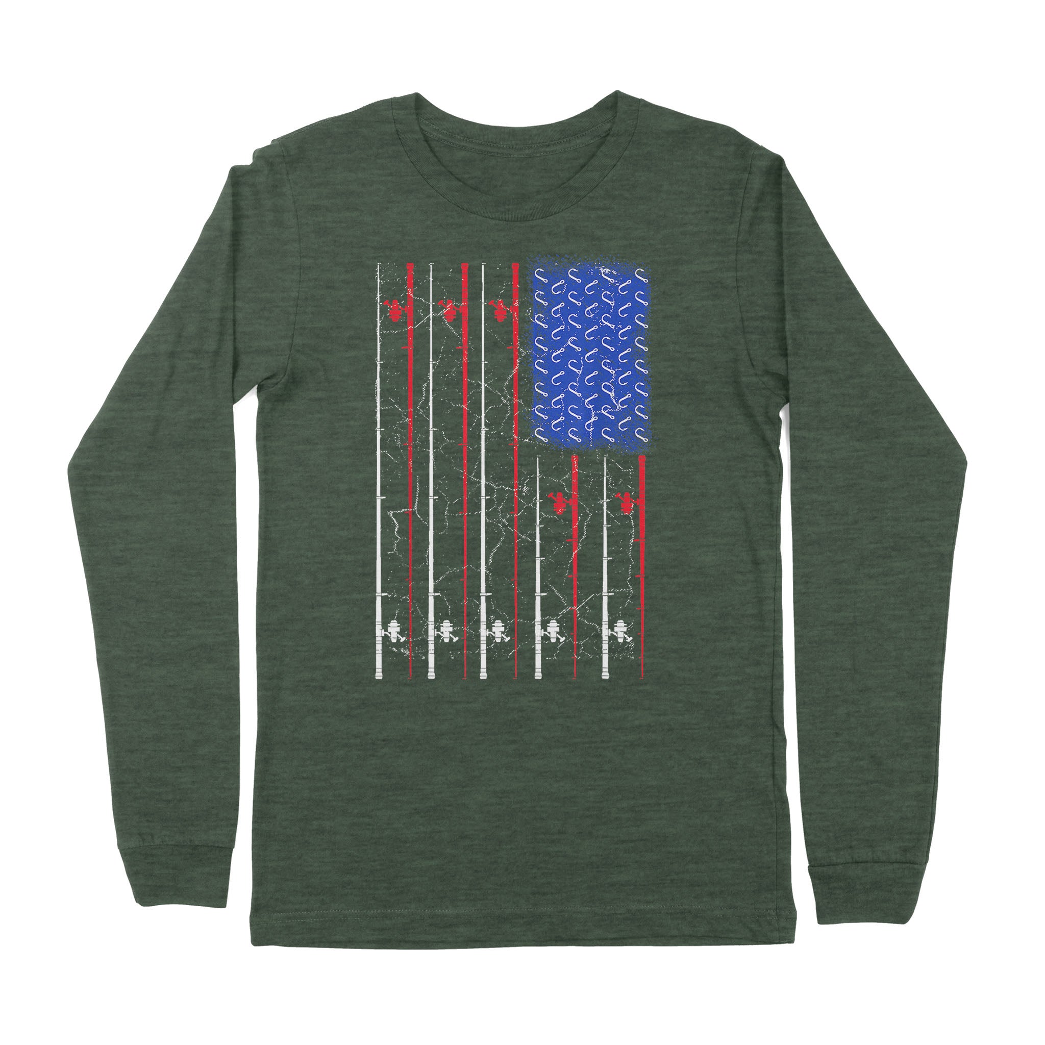 American US Flag Fishing Rod Shirt, Fisherman Gift D06 NPQ151 - Premium Long Sleeve