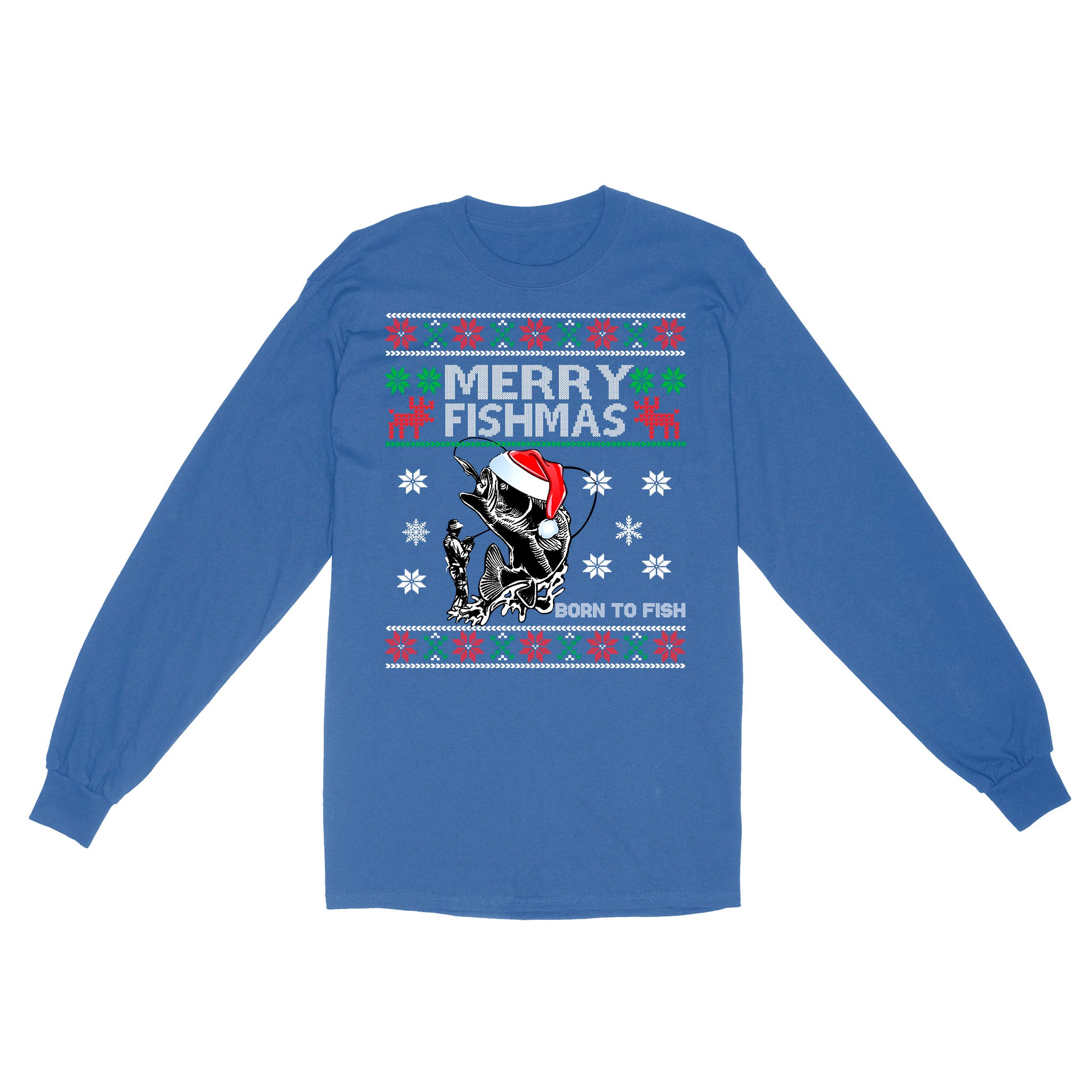 Funny Merry Fishmas Fishing Fisherman Angling Christmas Xmas Gifts Ugly Standard Long Sleeve FSD2509