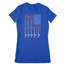 Load image into Gallery viewer, American US Flag Fishing Rod Shirt, Fisherman Gift D06 NPQ151 - Premium Women&#39;s T-shirt
