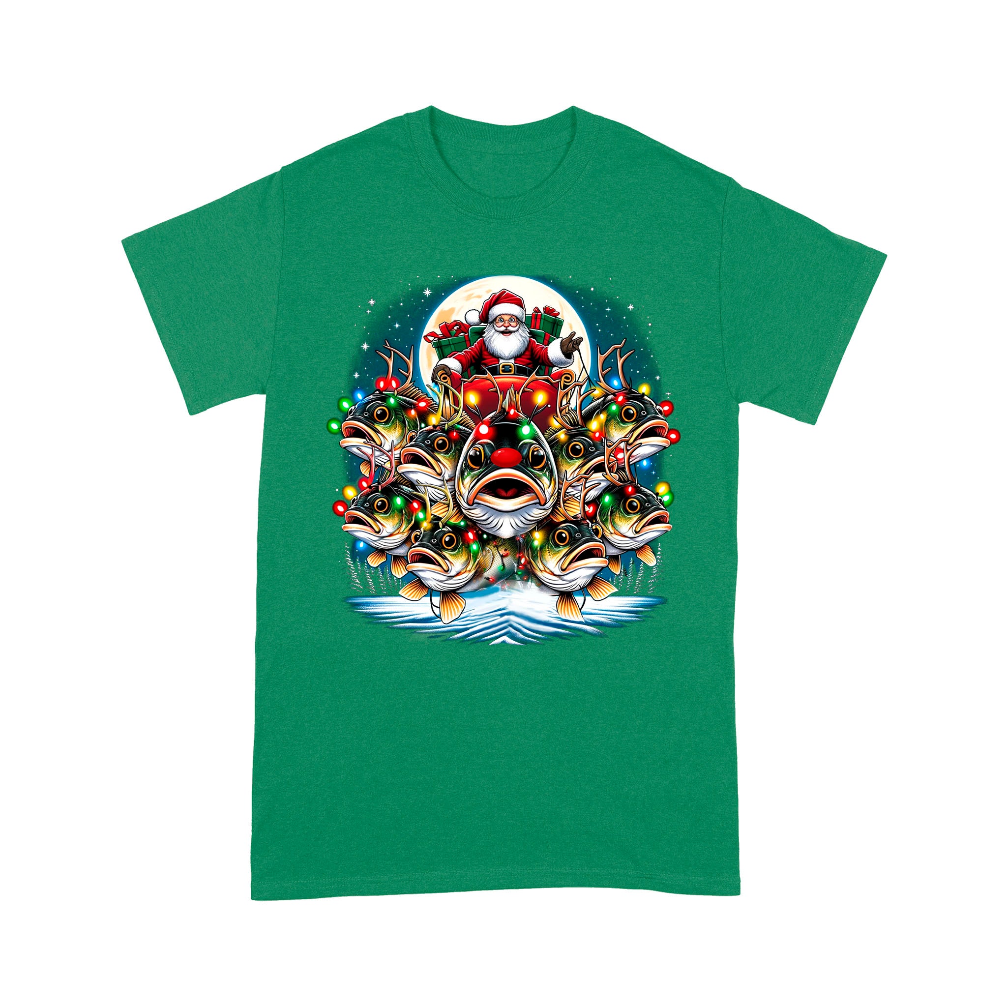 T-Shirt - - Nine Bass fish as Santa's Reindeer