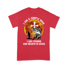 Load image into Gallery viewer, Fishing Standard T-shirt &quot;I am a simple man I like Fishing and believe in Jesus&quot; FSD2535
