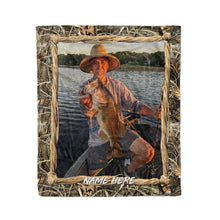 Load image into Gallery viewer, Custom fishing image camo Blanket, gift for fisherman, personalized fishing blanket D03 NQS3199
