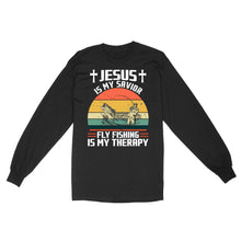 Load image into Gallery viewer, Fly Fishing Shirt Jesus is My Savior Fly Fishing Is My Therapy Vintage Standard Long Sleeve FSD2533

