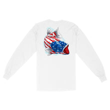 Load image into Gallery viewer, American flag angry bass fishing shirts gift for fisherman
