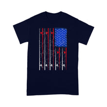 Load image into Gallery viewer, American US Flag Fishing Rod Shirt, Fisherman Gift D06 NPQ151- Premium T-shirt
