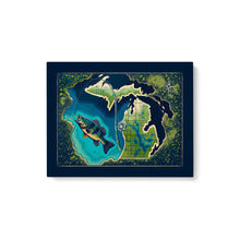 Load image into Gallery viewer, Michigan map art bass fishing canvas for bass fisherman
