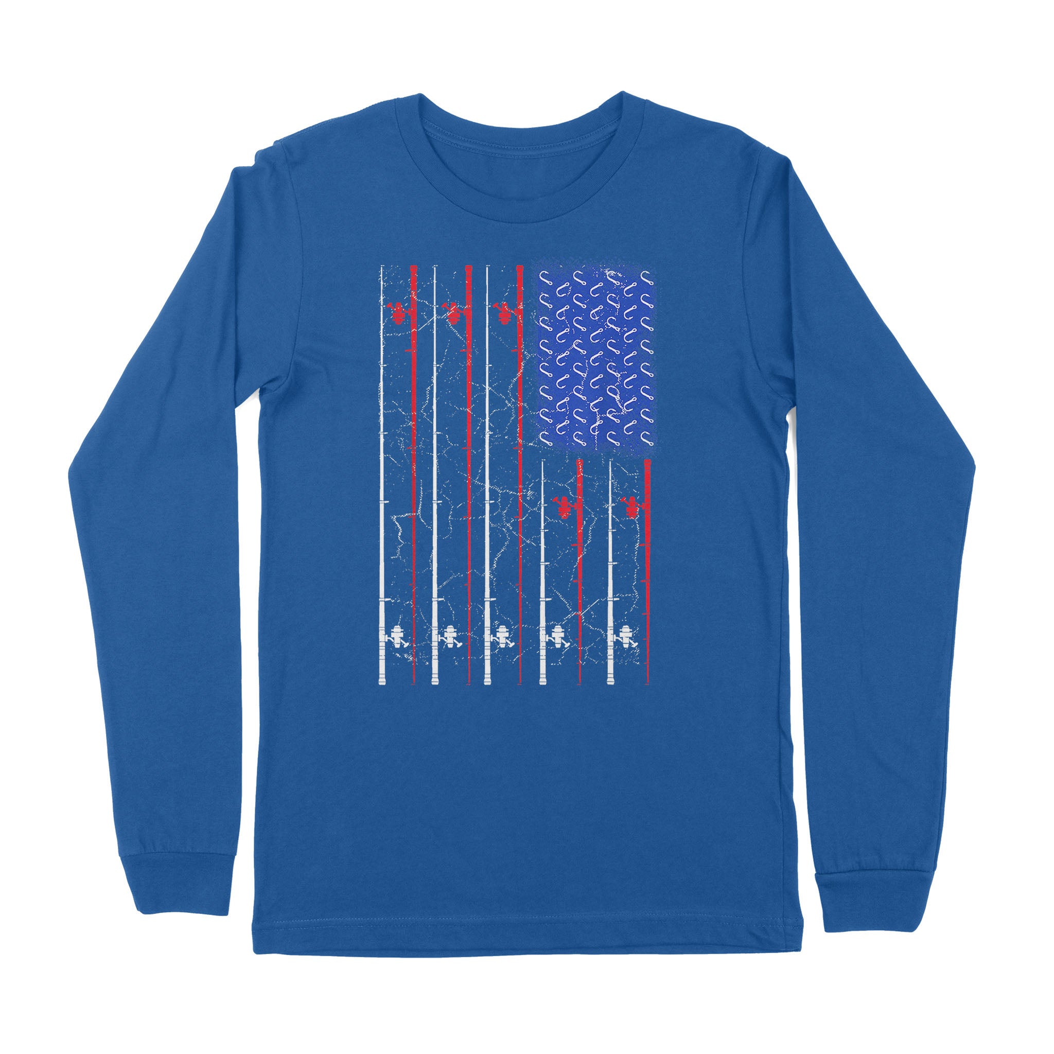 American US Flag Fishing Rod Shirt, Fisherman Gift D06 NPQ151 - Premium Long Sleeve