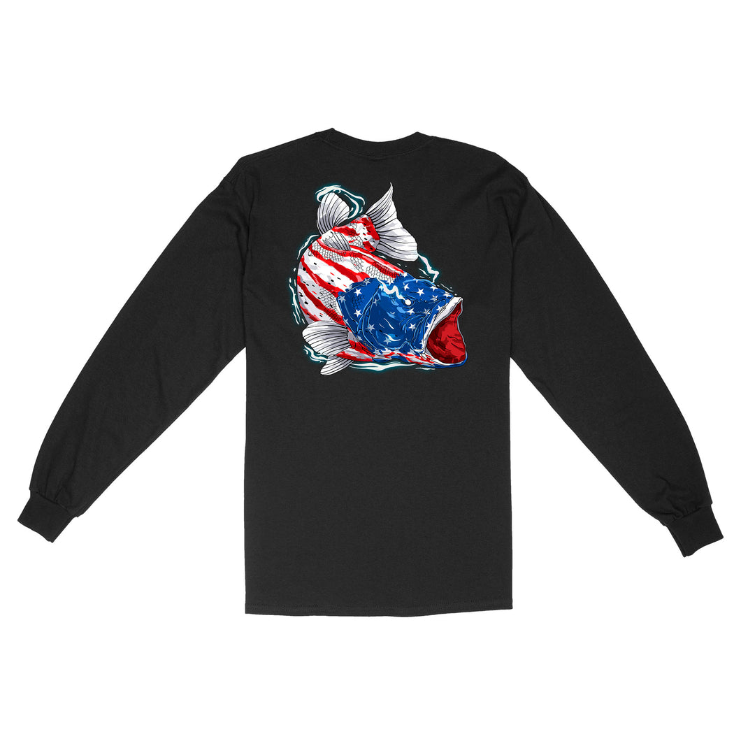 American flag angry bass fishing shirts gift for fisherman