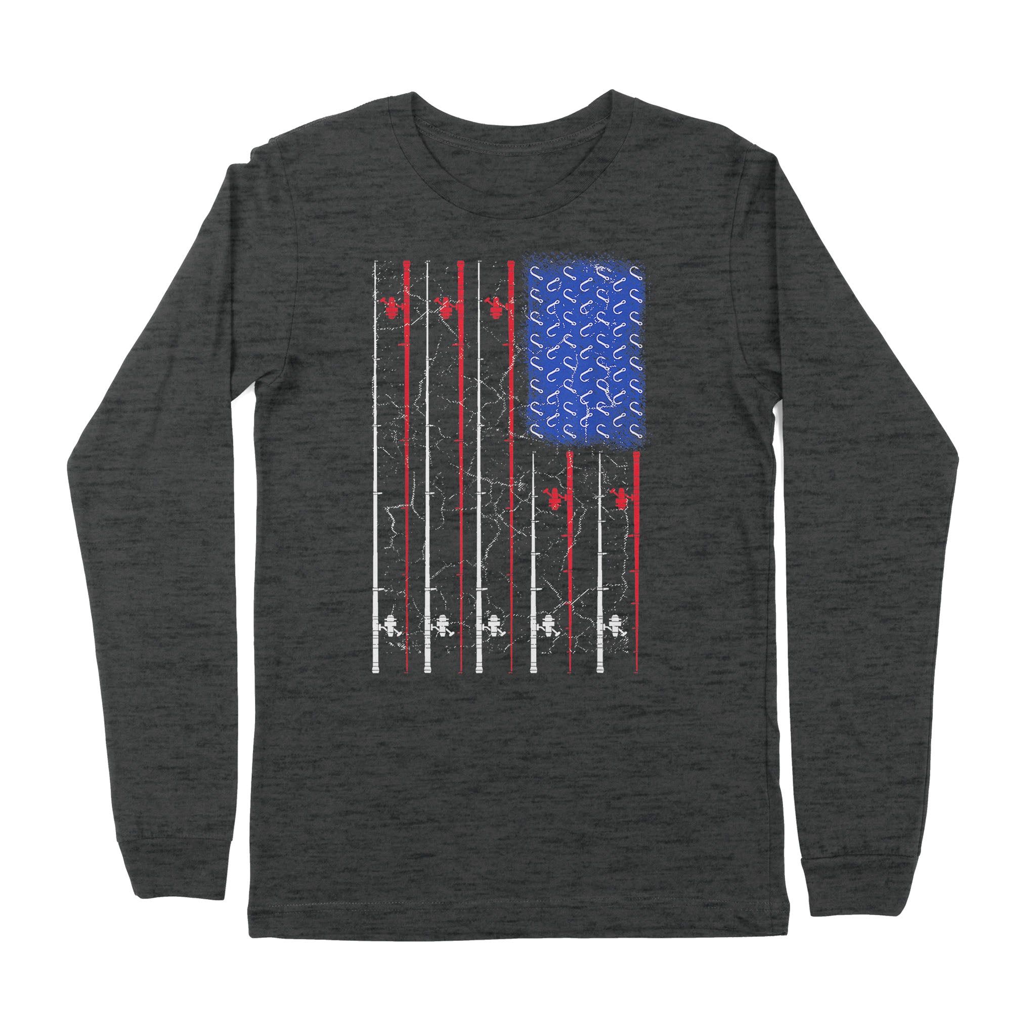 American US Flag Fishing Rod Shirt, Fisherman Gift D06 NPQ151 - Premium Long Sleeve