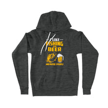 Load image into Gallery viewer, I like fishing and beer and maybe 3 people Premium Hoodie
