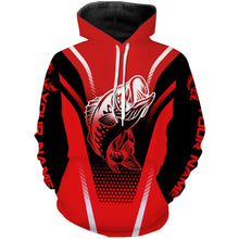 Load image into Gallery viewer, Bass Fishing Red Custom UV Protection All Over Printed Hoodie Personalized Fishing apparel Fishing gifts for Men Women and Kid TMTS028
