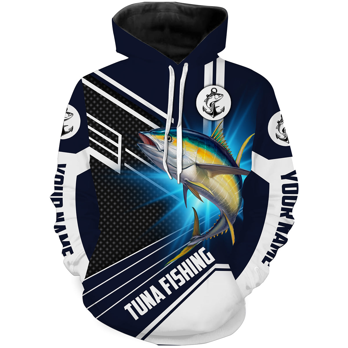 Yellowfin Tuna Fishing Customize name 3D All Over Printed fishing hoodie HVFS024