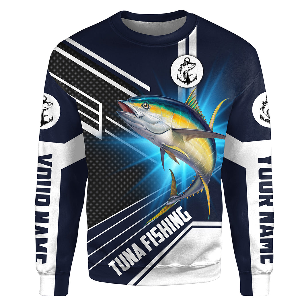Yellowfin Tuna Fishing Customize name All-over Print Crew Neck Sweatshirt HVFS024