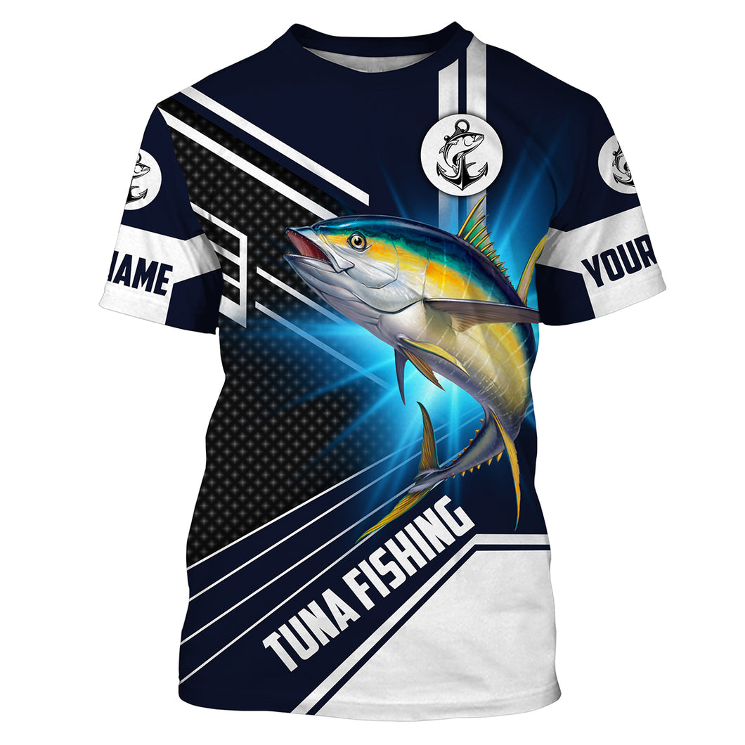 Yellowfin Tuna Fishing Customize Name All-over Print Unisex fishing T-shirt HVFS024